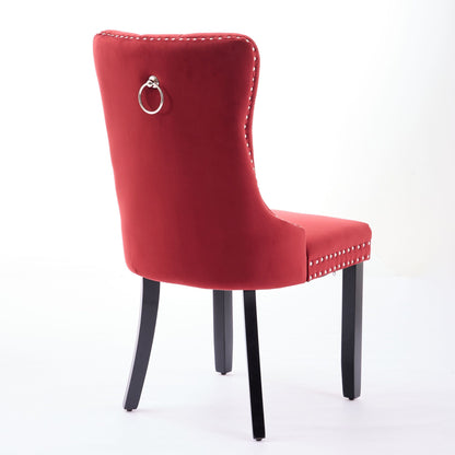 Classic Velvet Dining Chairs, High-end Tufted Solid Wood Contemporary Velvet Upholstered Dining Chair with Wood Legs Nai image 5