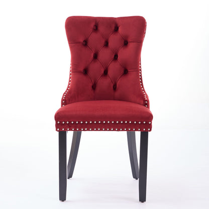 Classic Velvet Dining Chairs, High-end Tufted Solid Wood Contemporary Velvet Upholstered Dining Chair with Wood Legs Nai image 2