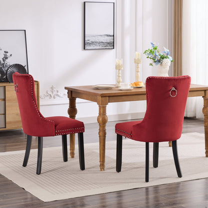 Classic Velvet Dining Chairs, High-end Tufted Solid Wood Contemporary Velvet Upholstered Dining Chair with Wood Legs Nai image 15