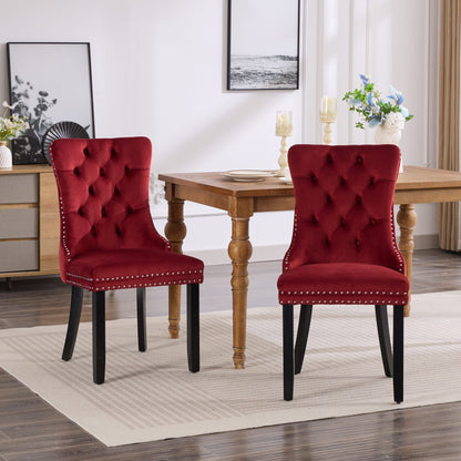 Classic Velvet Dining Chairs, High-end Tufted Solid Wood Contemporary Velvet Upholstered Dining Chair with Wood Legs Nai image 13