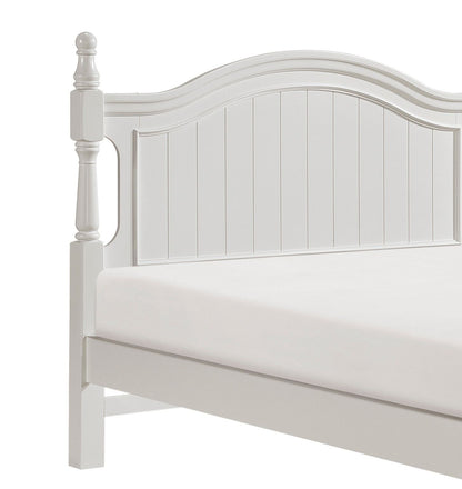Classic White Finish 1pc Full Size Poster Bed Wooden Traditional Bedroom Furniture Unique Style Headboard Footboard image 3