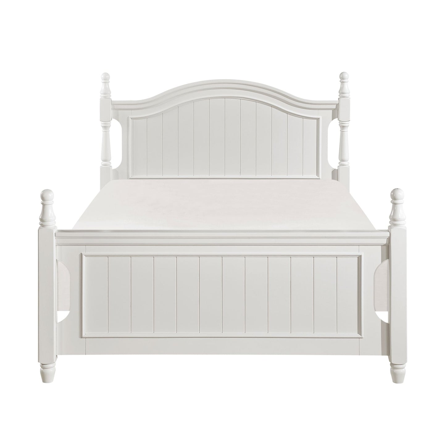 Classic White Finish 1pc Full Size Poster Bed Wooden Traditional Bedroom Furniture Unique Style Headboard Footboard image 1