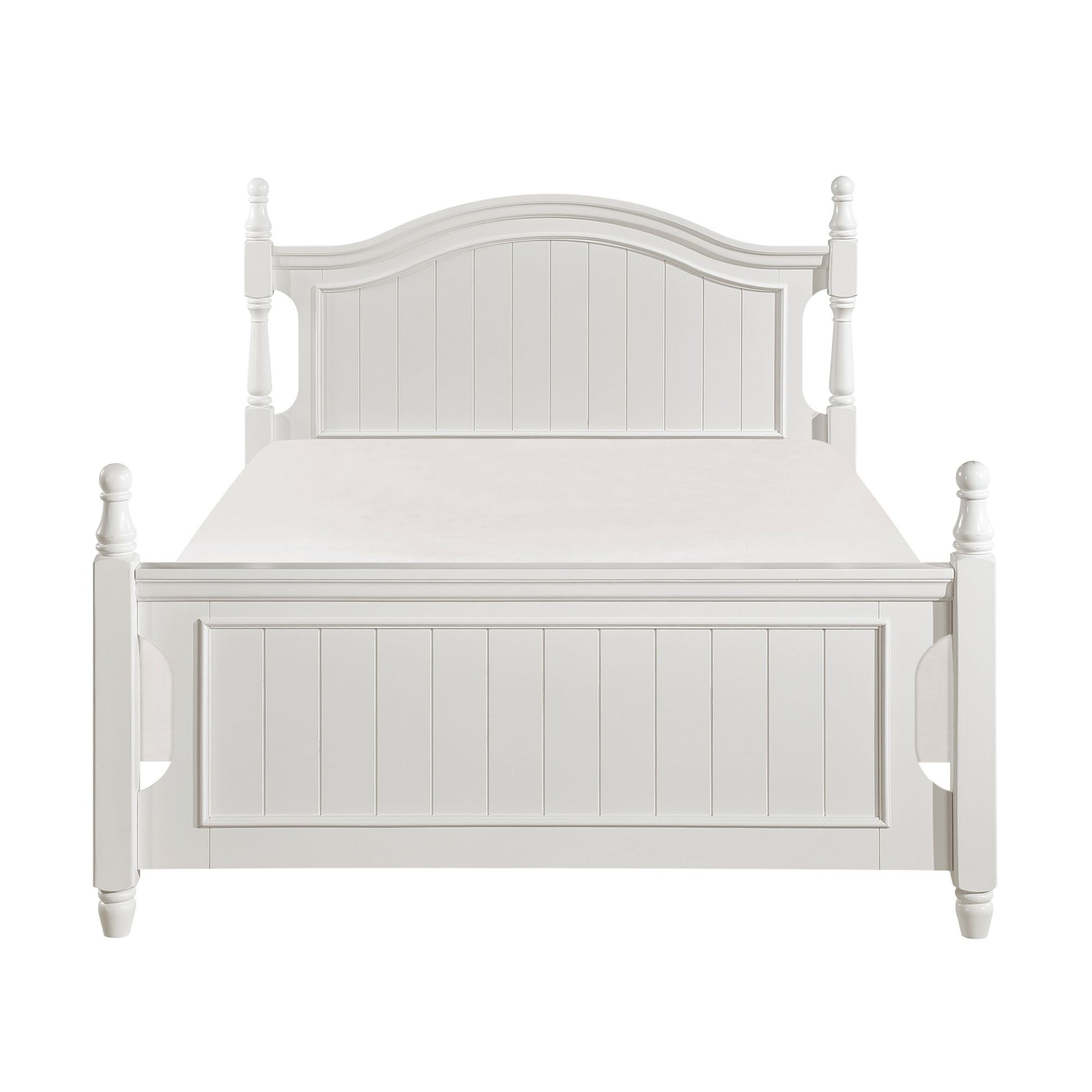 Classic White Finish 1pc Full Size Poster Bed Wooden Traditional Bedroom Furniture Unique Style Headboard Footboard image 1