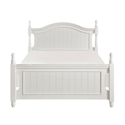 Classic White Finish 1pc Full Size Poster Bed Wooden Traditional Bedroom Furniture Unique Style Headboard Footboard image 1