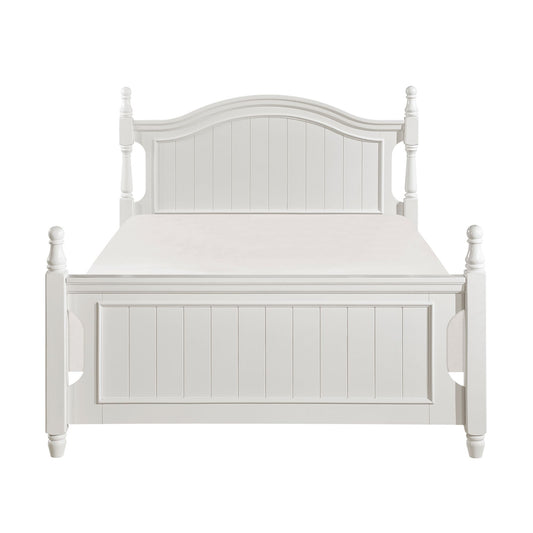 Classic White Finish 1pc Full Size Poster Bed Wooden Traditional Bedroom Furniture Unique Style Headboard Footboard image 1