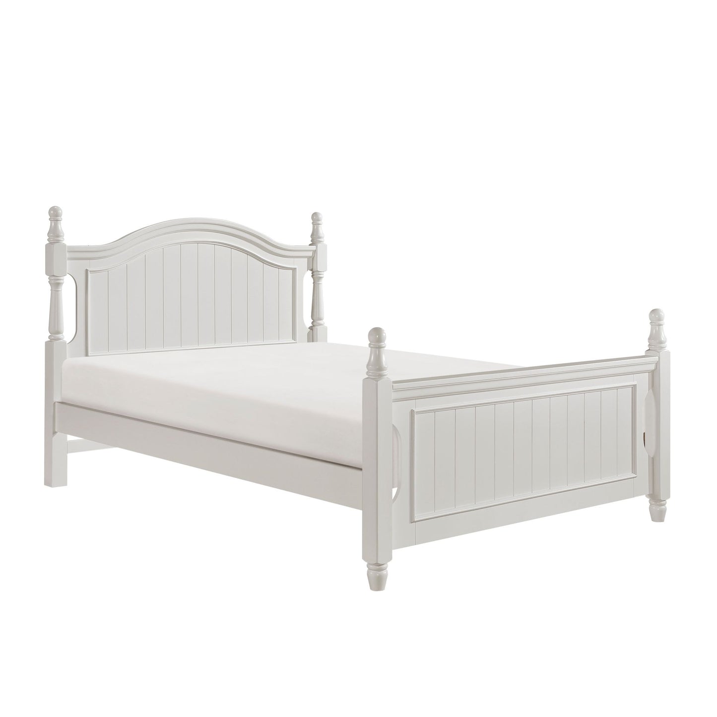 Classic White Finish 1pc Full Size Poster Bed Wooden Traditional Bedroom Furniture Unique Style Headboard Footboard image 2