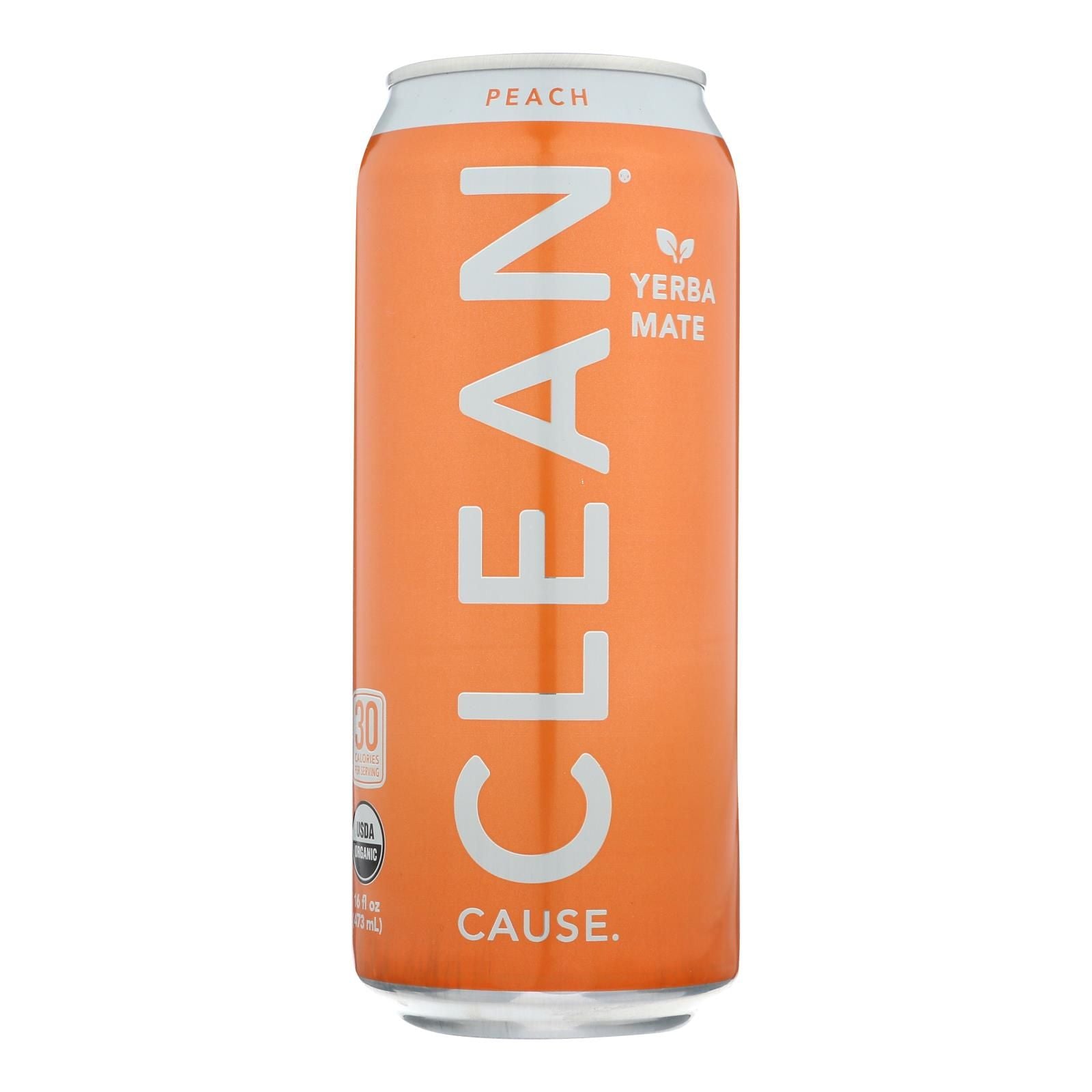 Clean Cause - Yrba Mte Peach Clean - Case Of 12 - 16 Fz image 2