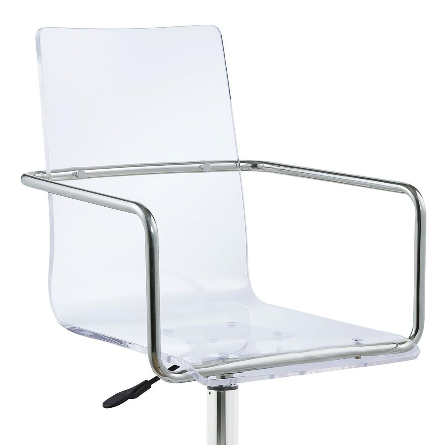 Clear and Chrome Acrylic Office Chair with Casters image 3