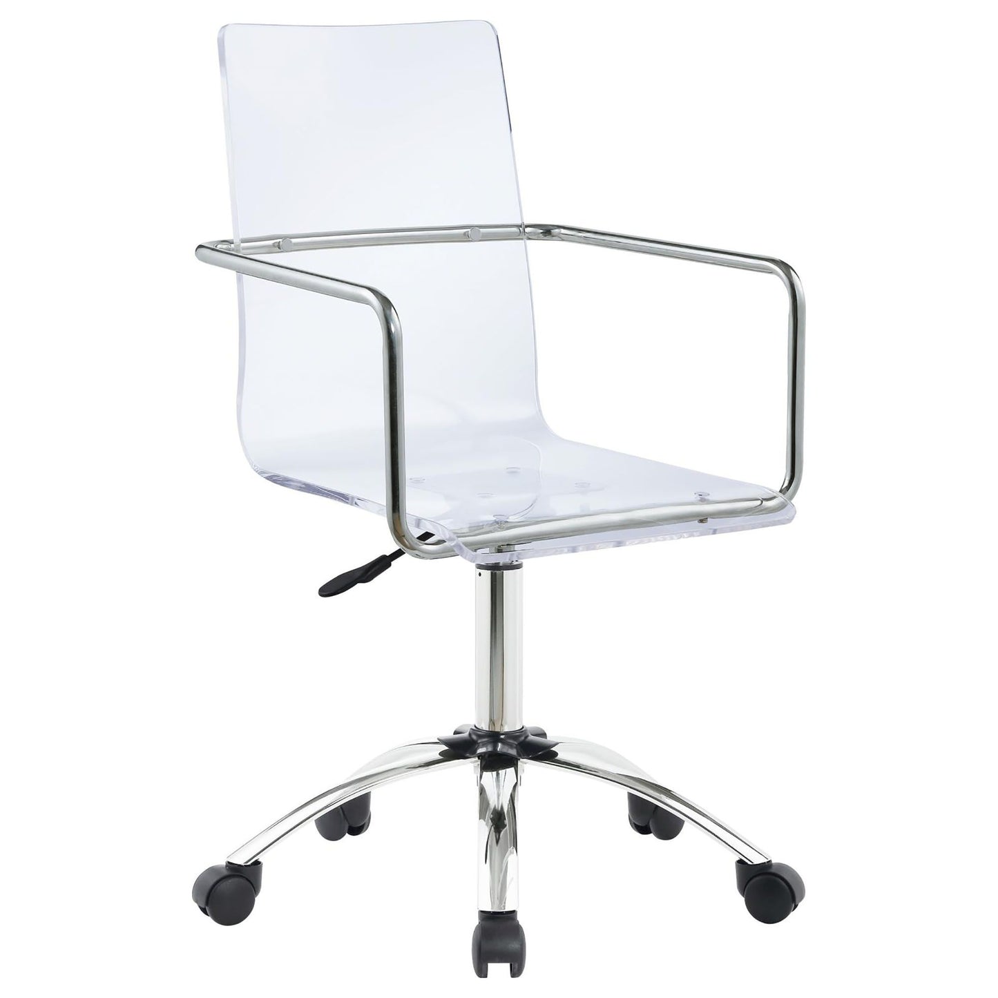 Clear and Chrome Acrylic Office Chair with Casters image 1