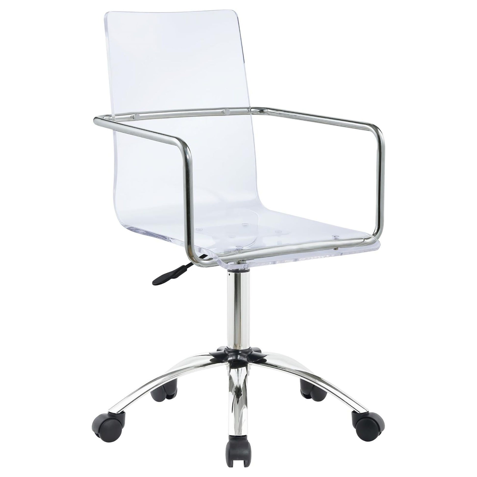 Clear and Chrome Acrylic Office Chair with Casters image 1