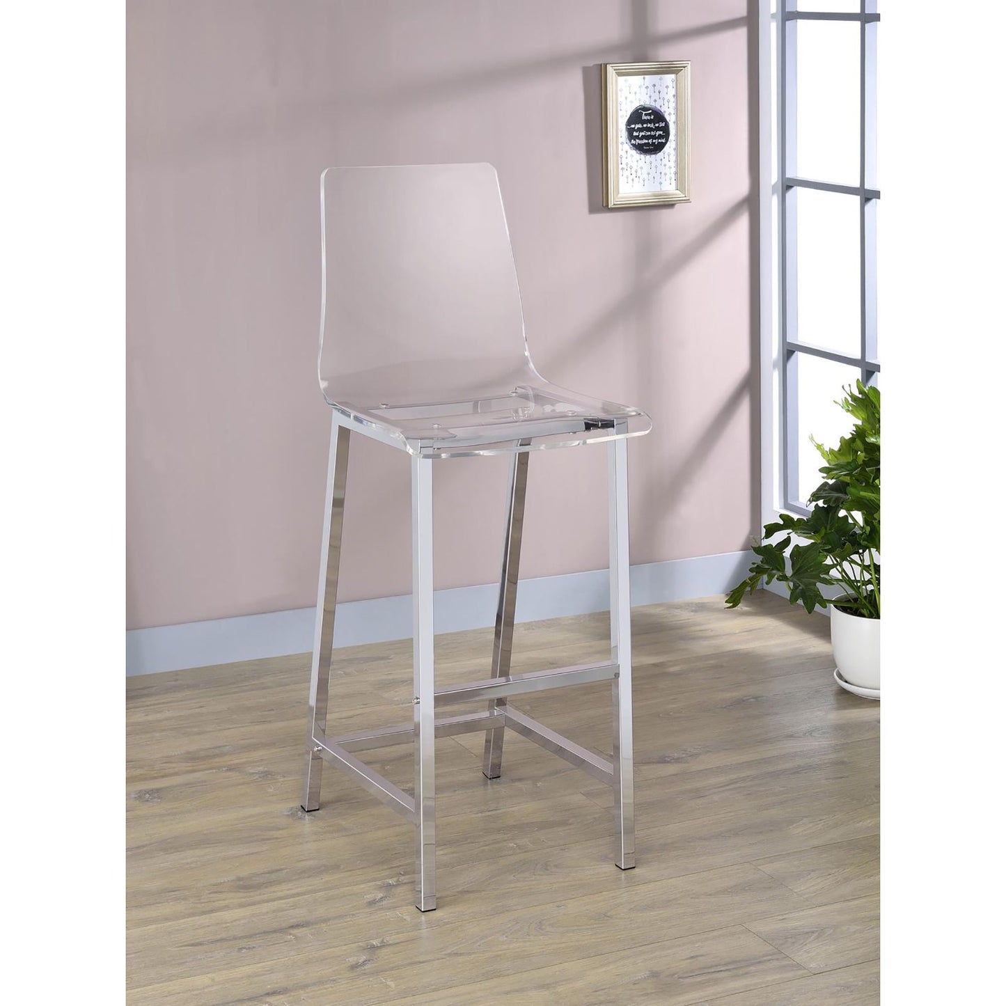 Clear and Chrome Bar Stools (Set of 2) image 1