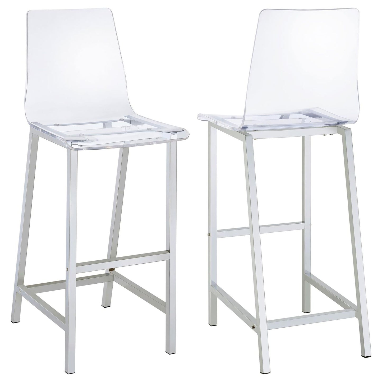 Clear and Chrome Bar Stools (Set of 2) image 2