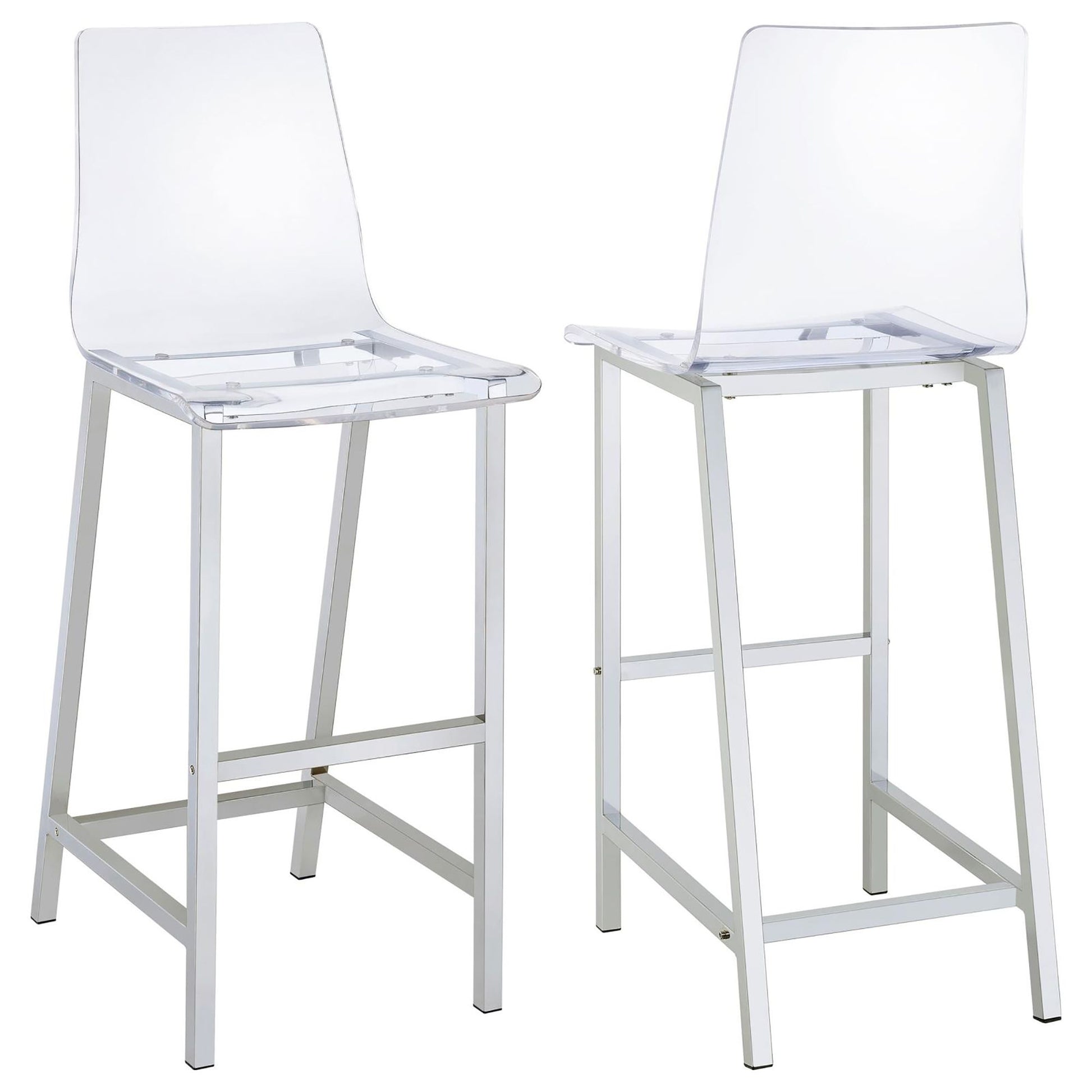 Clear and Chrome Bar Stools (Set of 2) image 2
