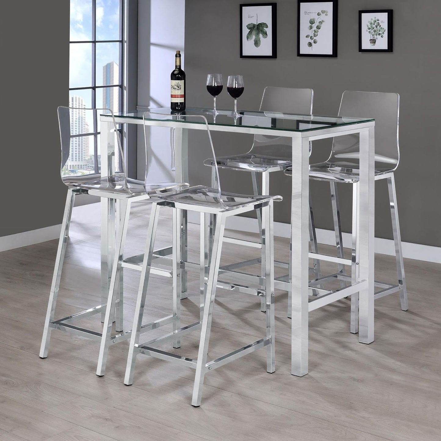 Clear and Chrome Bar Stools (Set of 2) image 11