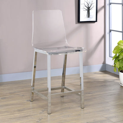 Clear and Chrome Counter Height Stools (Set of 2) image 1