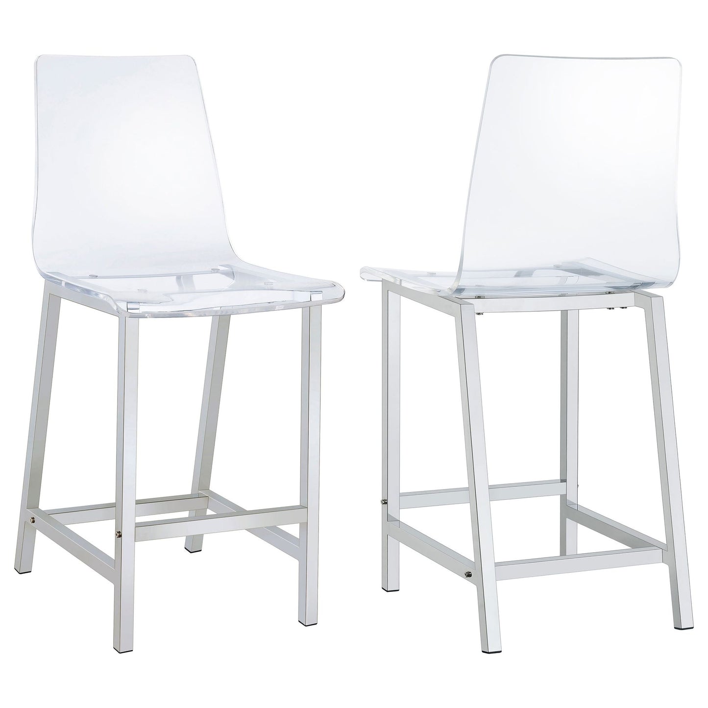 Clear and Chrome Counter Height Stools (Set of 2) image 2