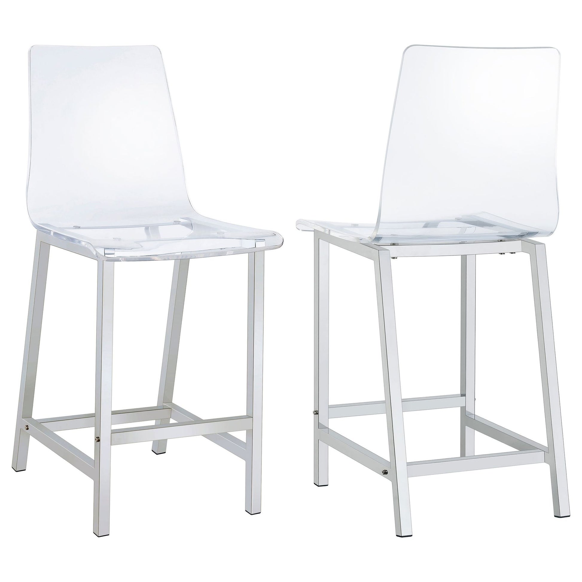 Clear and Chrome Counter Height Stools (Set of 2) image 2