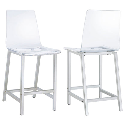 Clear and Chrome Counter Height Stools (Set of 2) image 2