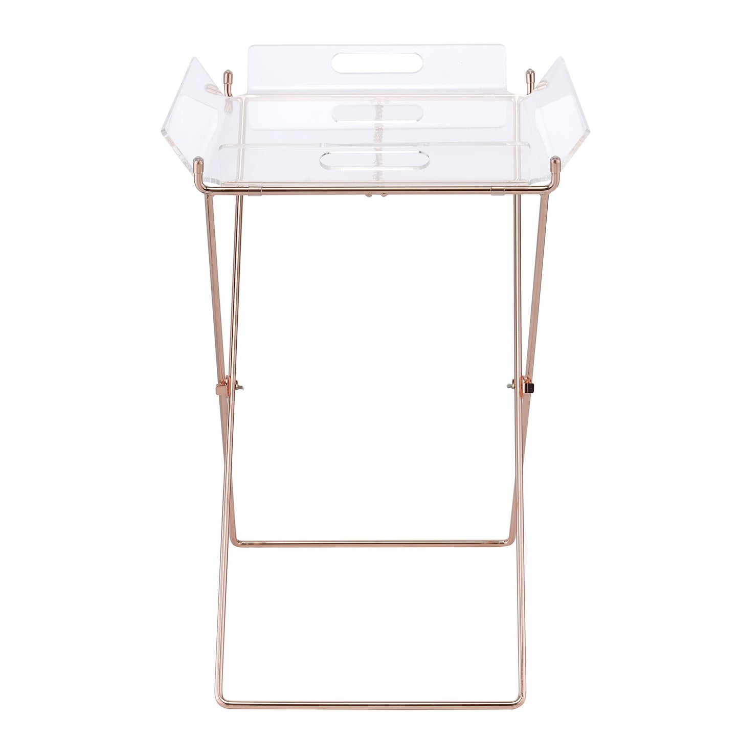 Clear and Copper Tray Table with Removable Tray image 4