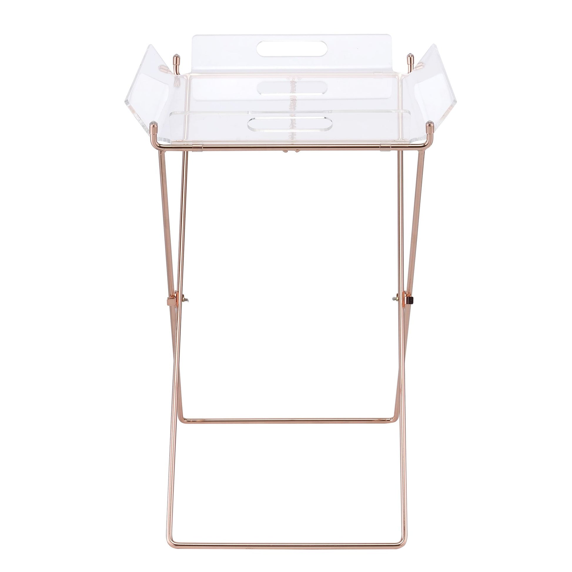 Clear and Copper Tray Table with Removable Tray image 4