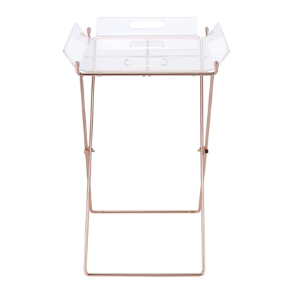 Clear and Copper Tray Table with Removable Tray image 4