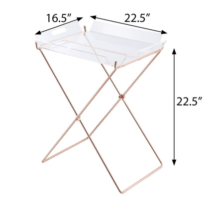 Clear and Copper Tray Table with Removable Tray image 5