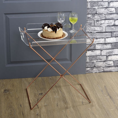Clear and Copper Tray Table with Removable Tray image 1