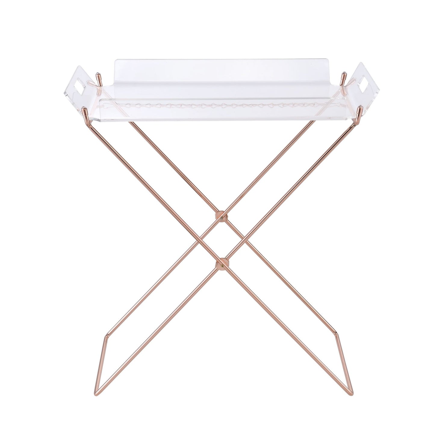 Clear and Copper Tray Table with Removable Tray image 3