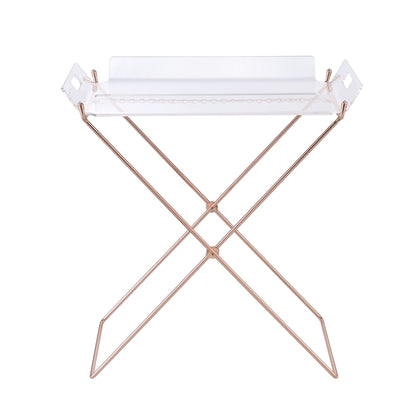 Clear and Copper Tray Table with Removable Tray image 3