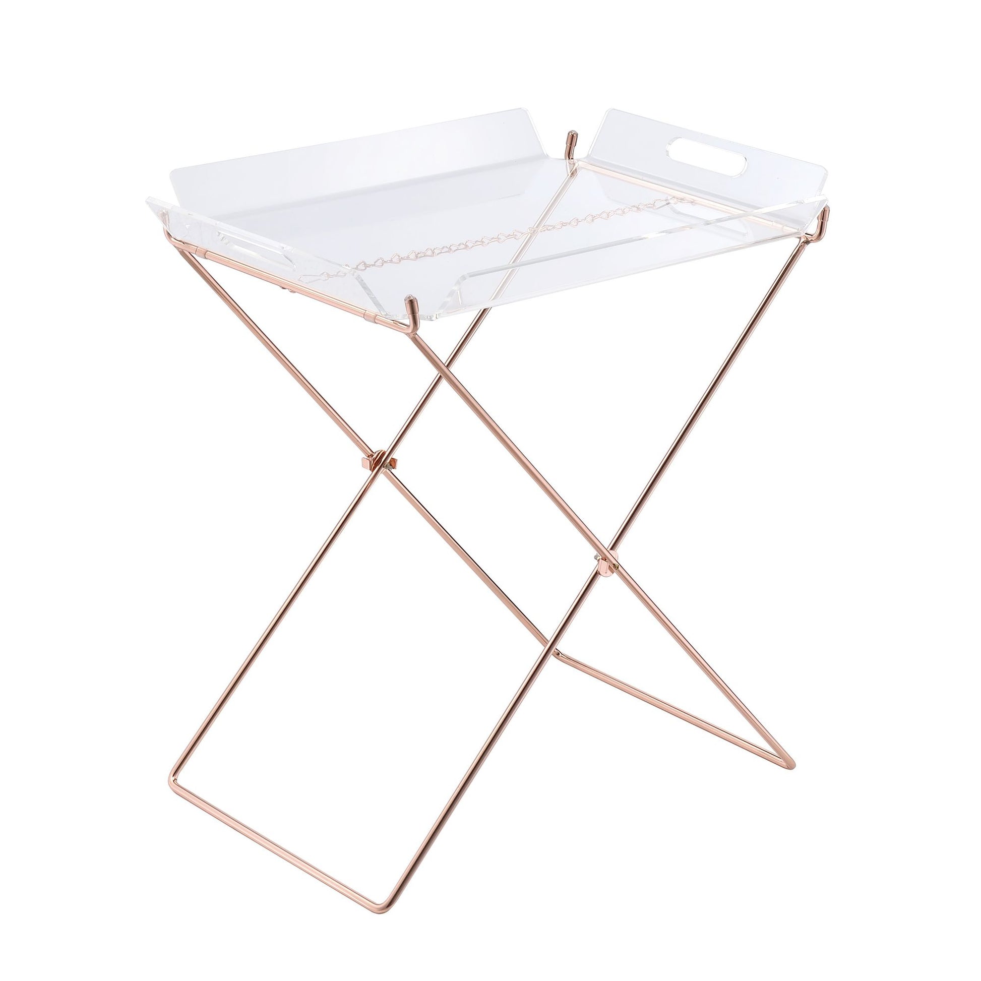 Clear and Copper Tray Table with Removable Tray image 2