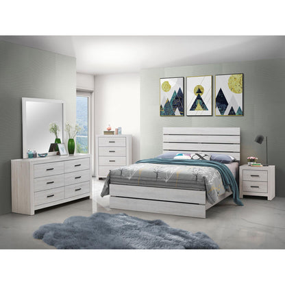 Coastal White Slatted Headboard Queen Panel Bed image 7