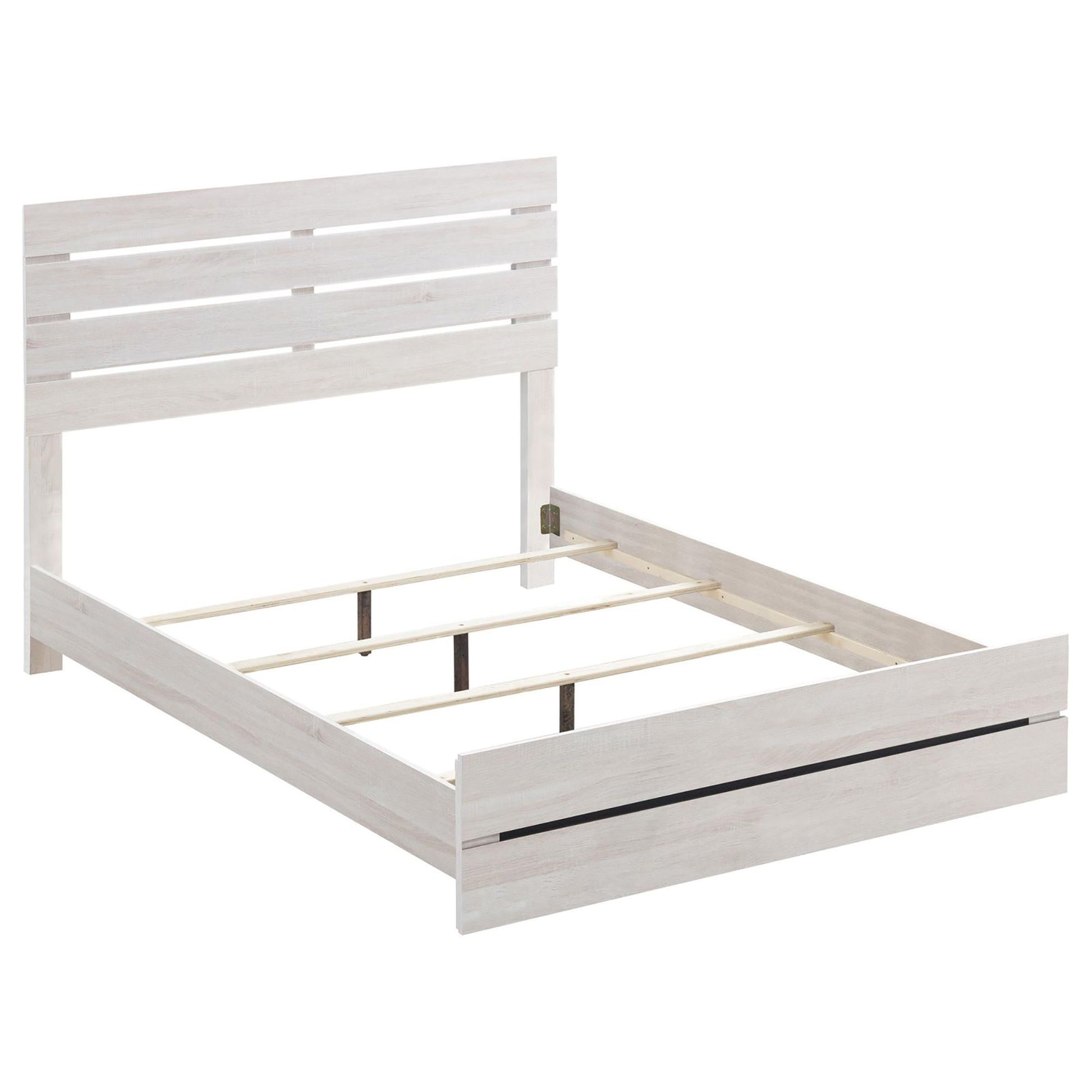 Coastal White Slatted Headboard Queen Panel Bed image 3