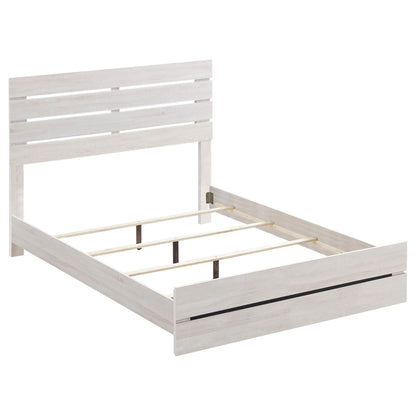Coastal White Slatted Headboard Queen Panel Bed image 3