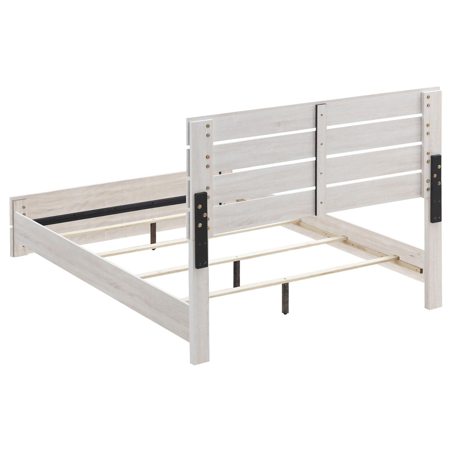 Coastal White Slatted Headboard Queen Panel Bed image 4