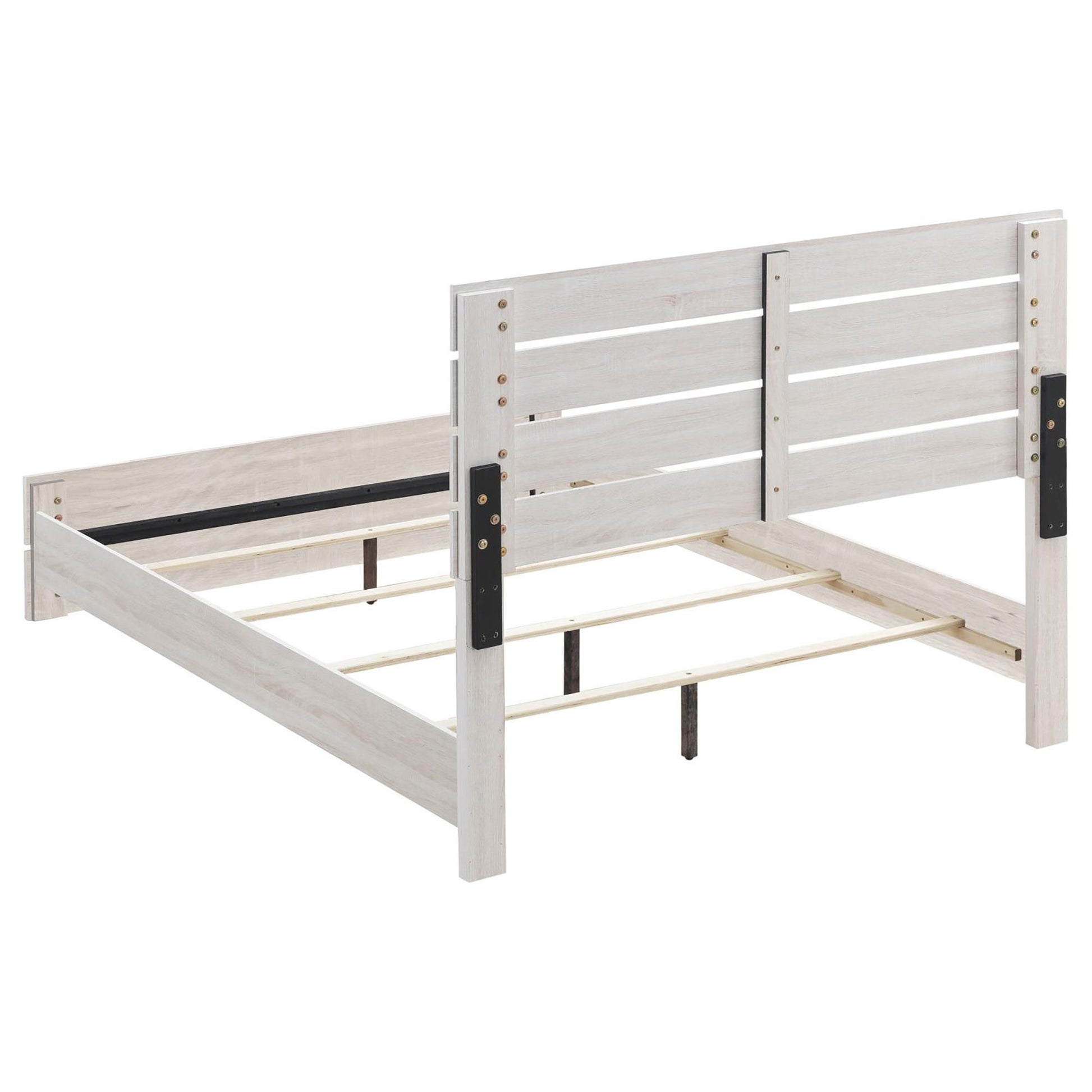 Coastal White Slatted Headboard Queen Panel Bed image 4