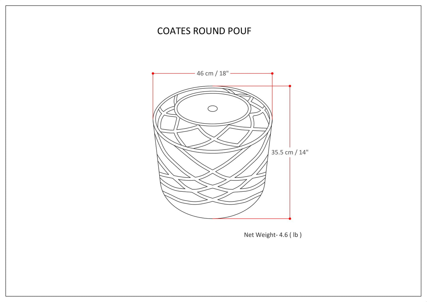Coates 18 inch Wide Round Pouf in Natural Handwoven Cotton Macrame image 7