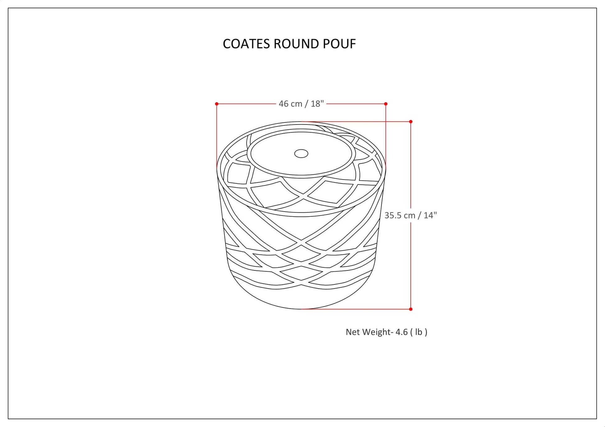 Coates 18 inch Wide Round Pouf in Natural Handwoven Cotton Macrame image 7