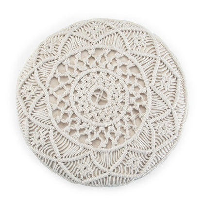 Coates 18 inch Wide Round Pouf in Natural Handwoven Cotton Macrame image 6
