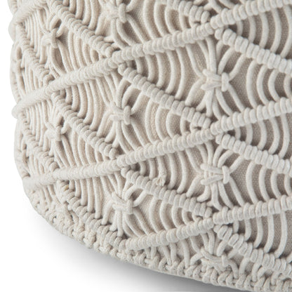 Coates 18 inch Wide Round Pouf in Natural Handwoven Cotton Macrame image 5