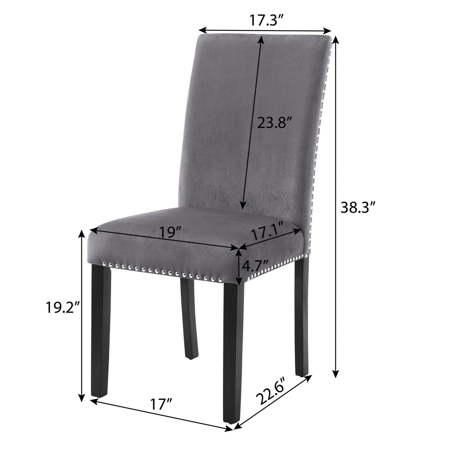 Cobre Contemporary Velvet Dining Chair with Nailhead Trim, Set of 2, Blue image 8