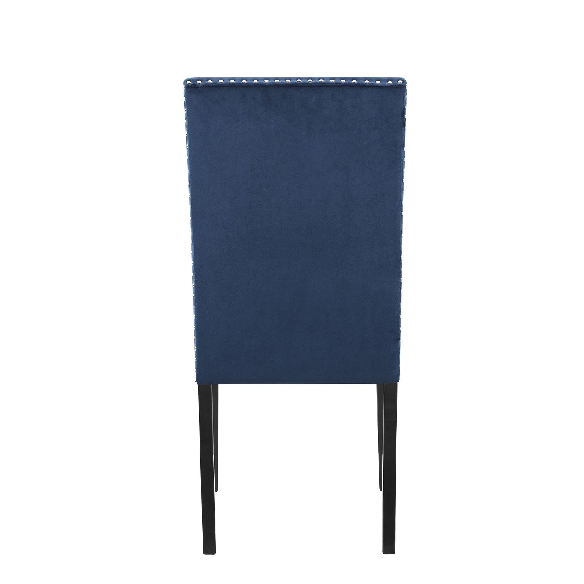 Cobre Contemporary Velvet Dining Chair with Nailhead Trim, Set of 2, Blue image 6