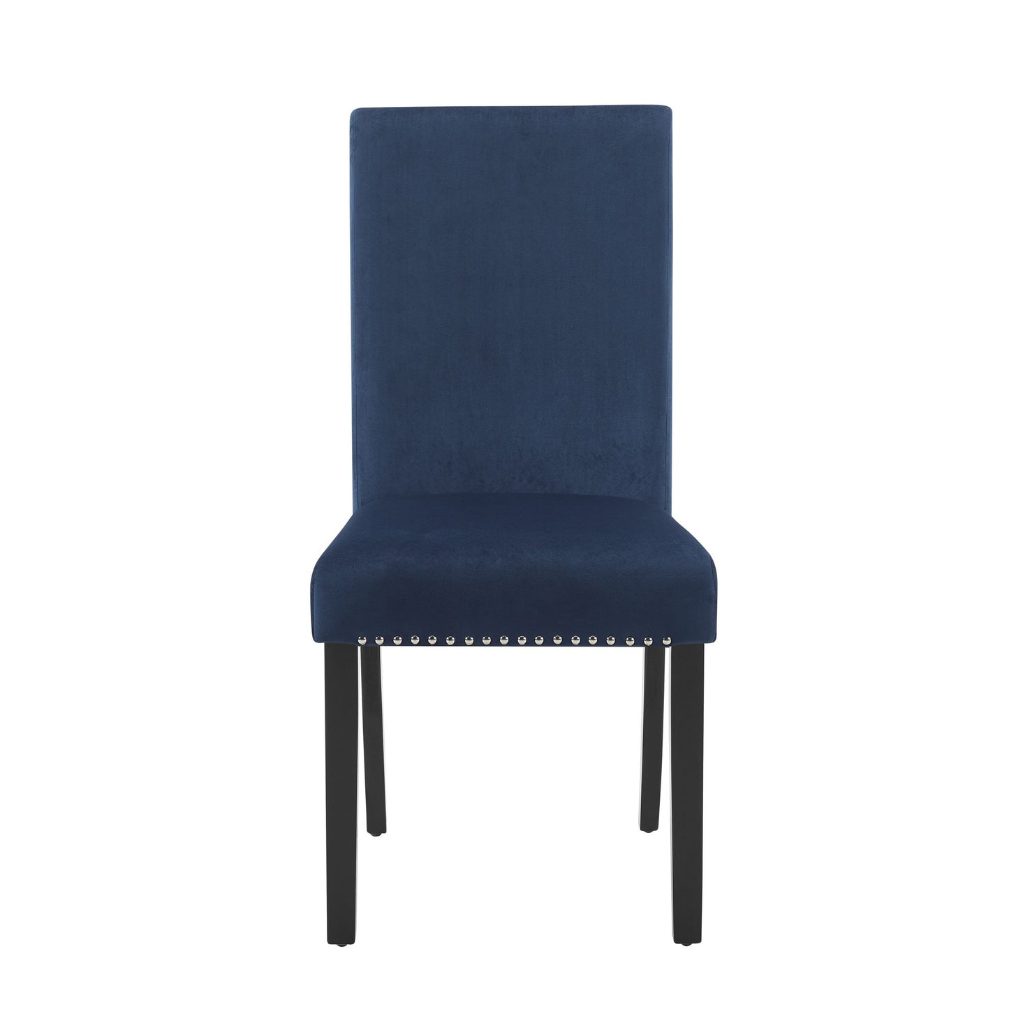 Cobre Contemporary Velvet Dining Chair with Nailhead Trim, Set of 2, Blue image 3