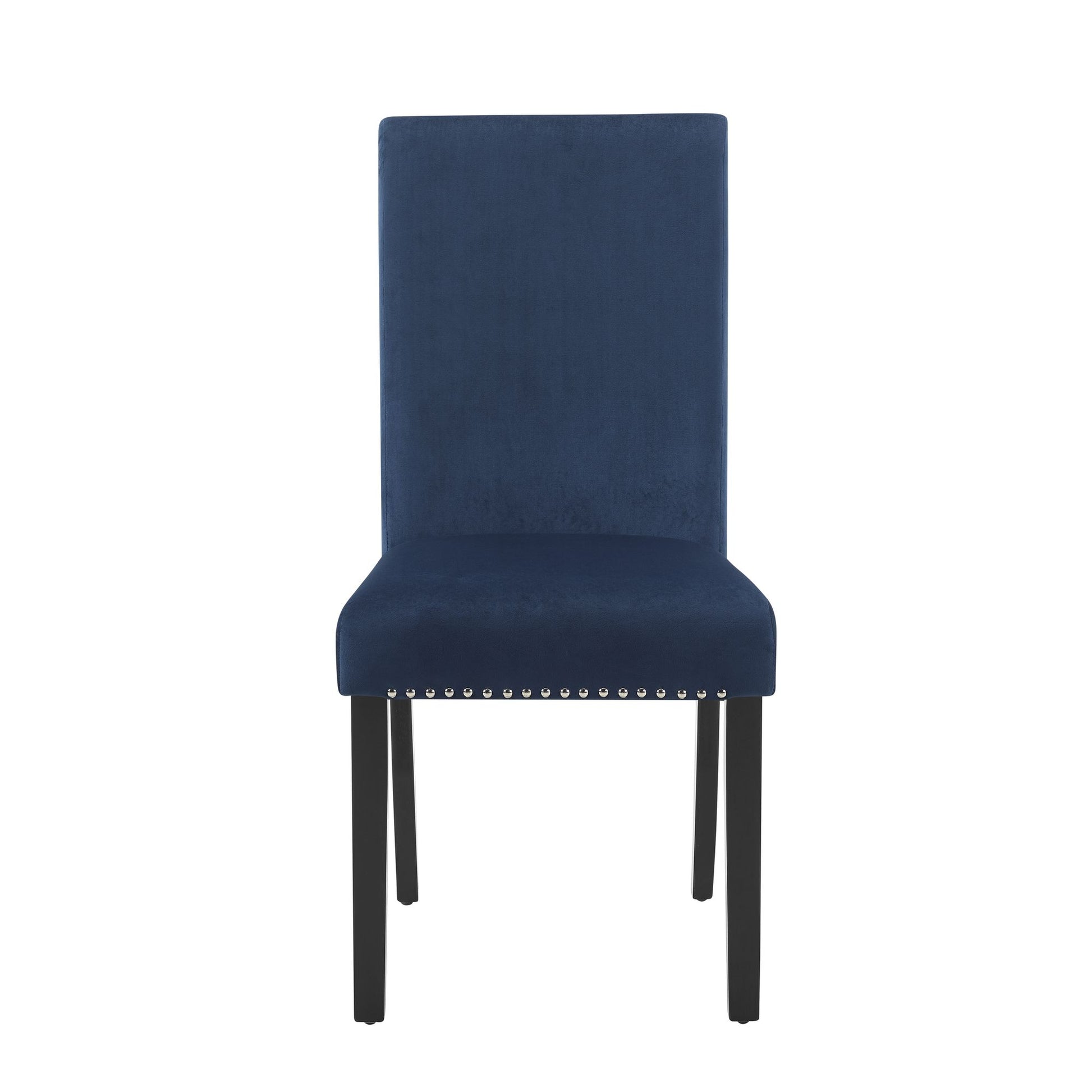 Cobre Contemporary Velvet Dining Chair with Nailhead Trim, Set of 2, Blue image 3