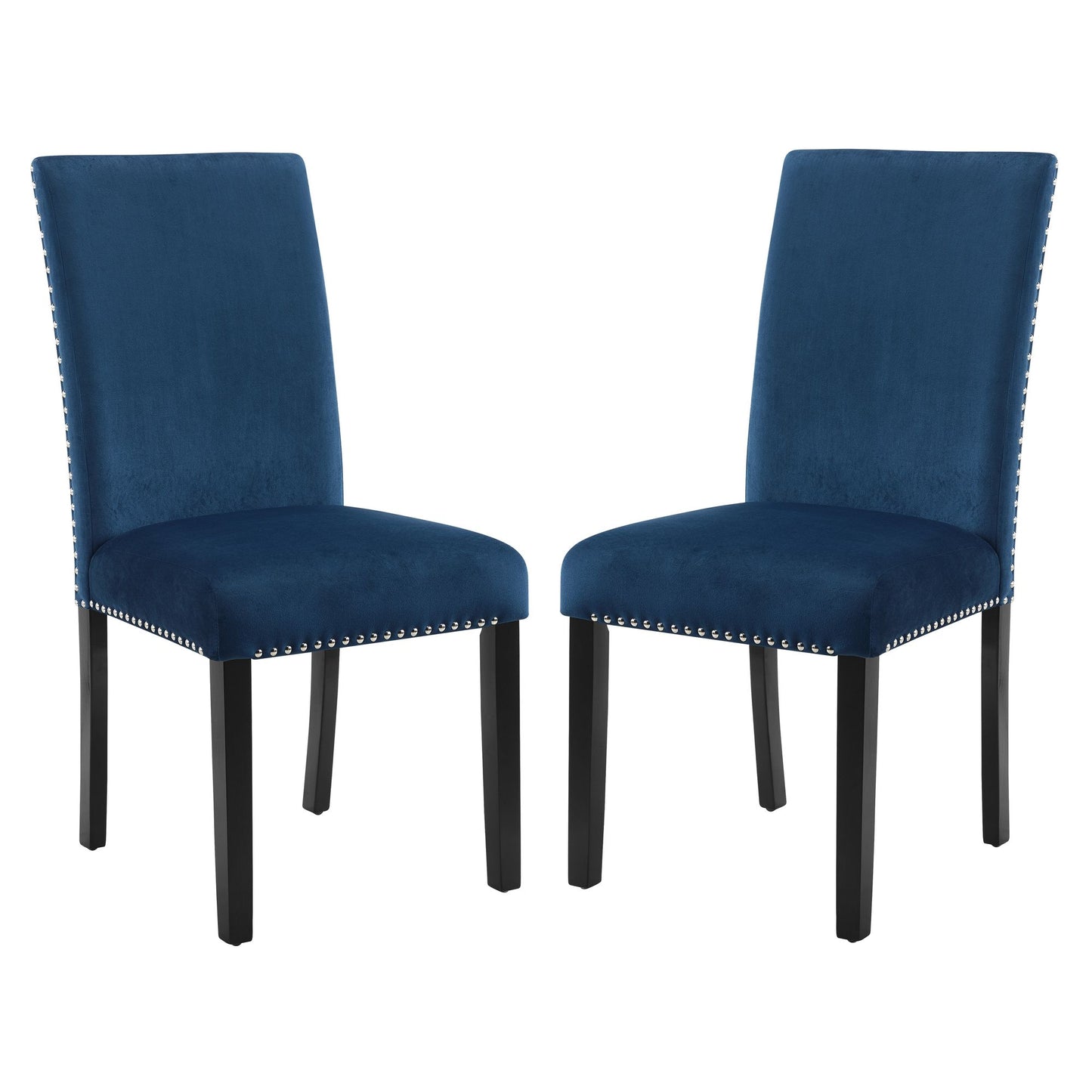 Cobre Contemporary Velvet Dining Chair with Nailhead Trim, Set of 2, Blue image 7
