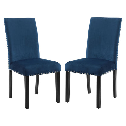Cobre Contemporary Velvet Dining Chair with Nailhead Trim, Set of 2, Blue image 7