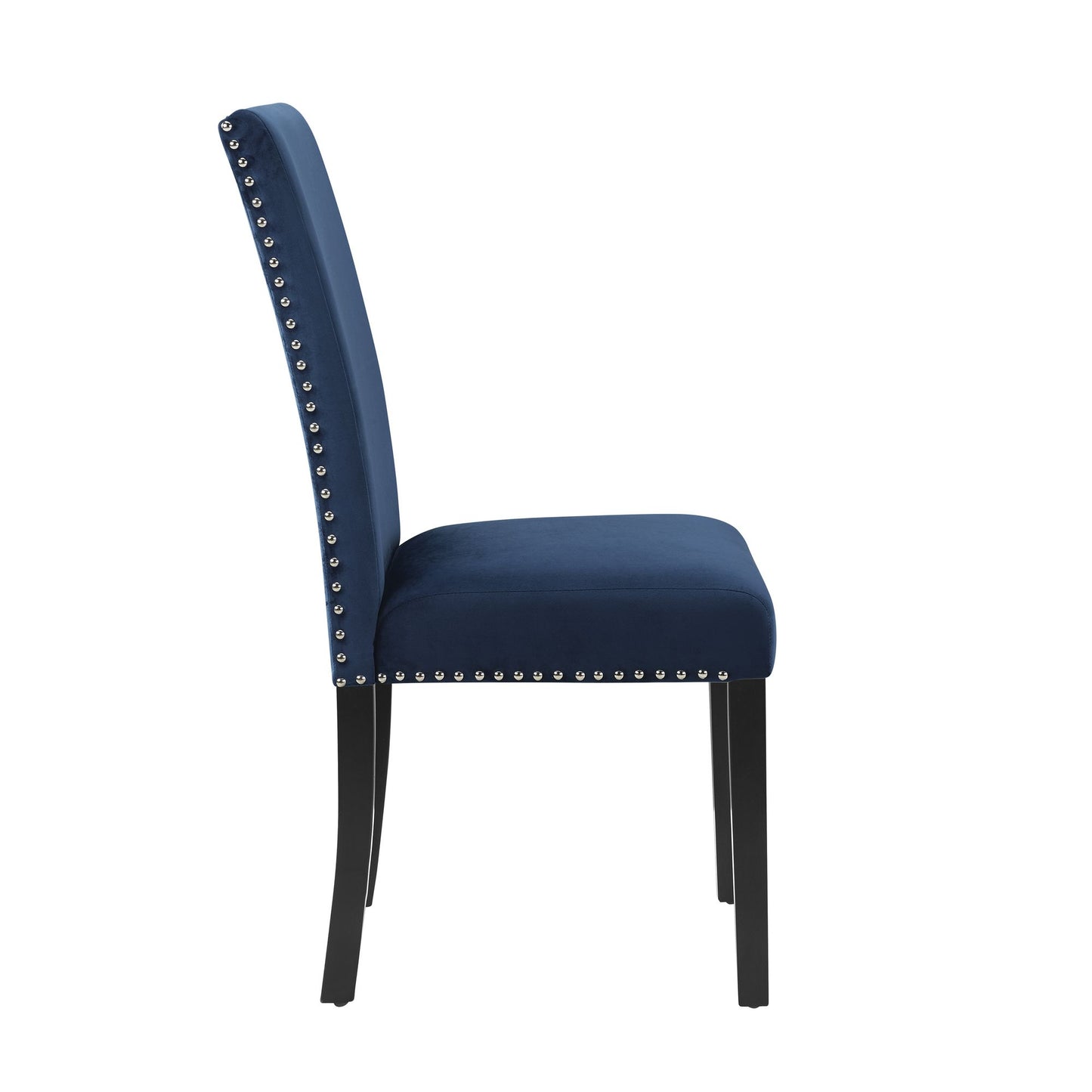 Cobre Contemporary Velvet Dining Chair with Nailhead Trim, Set of 2, Blue image 4