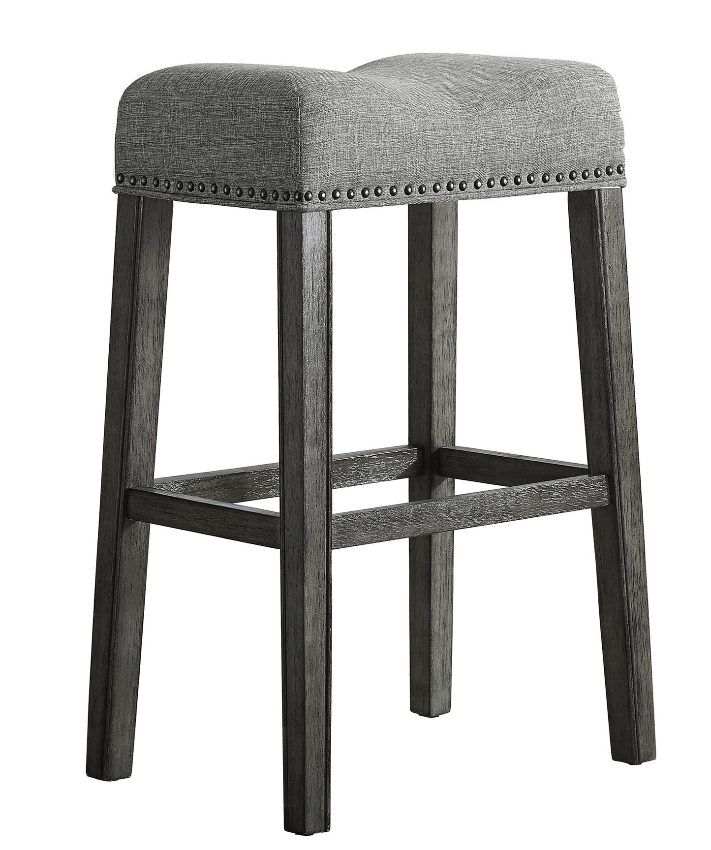 CoCo Upholstered Backless Saddle Seat Bar Stools 29" height Set of 2, Gray image 5
