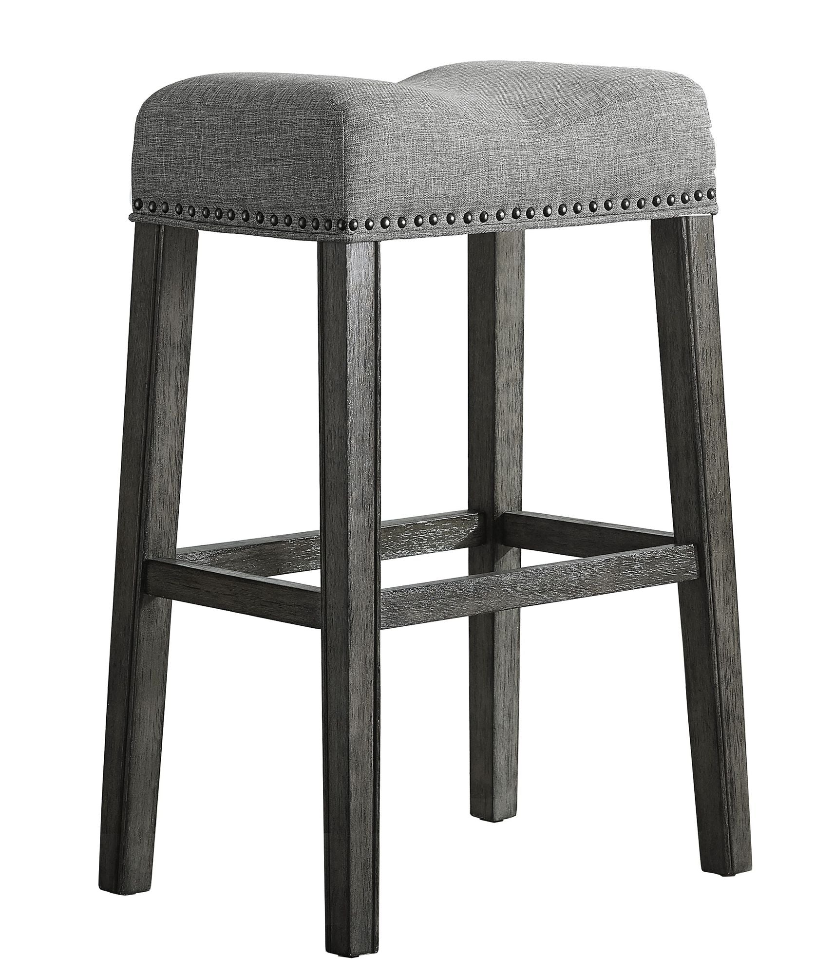 CoCo Upholstered Backless Saddle Seat Bar Stools 29" height Set of 2, Gray image 5
