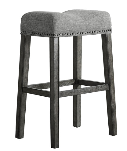 CoCo Upholstered Backless Saddle Seat Bar Stools 29" height Set of 2, Gray image 5