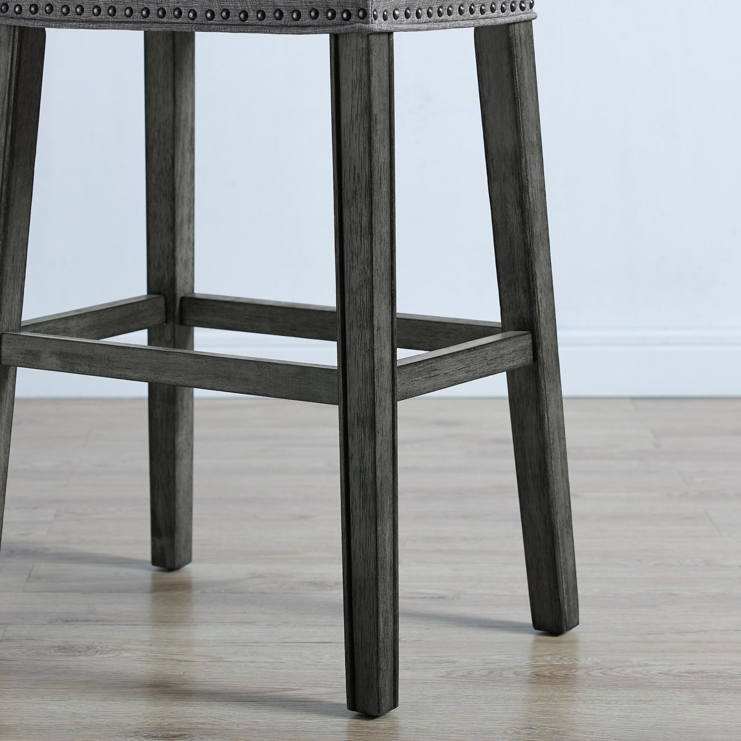 CoCo Upholstered Backless Saddle Seat Bar Stools 29" height Set of 2, Gray image 3